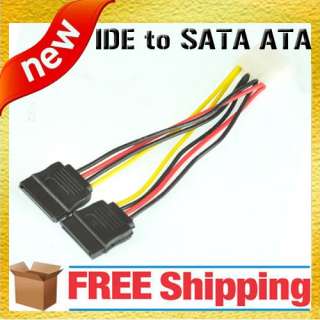 IDE to 2 Serial ATA SATA Hard Drive Power Adapter Cable Free Shipping 