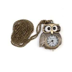  STAINLESS STEEL OWL POCKET WATCH WITH CHAIN Beauty