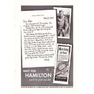 1945 WWII Ad Hamilton Watch Letter United States Army Infantryman 