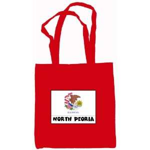  North Peoria Illinois Souvenir Canvas Tote Bag Red 