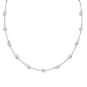   5mm Genuine Freshwater Cultured White Pearl Stone Bar & Bead Necklace