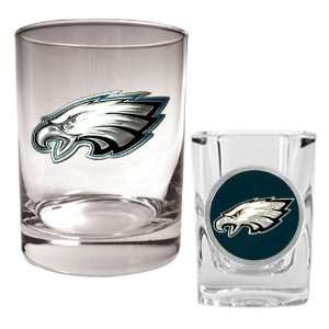  Philadelphia Eagles NFL Rocks Glass & Shot Glass Set 