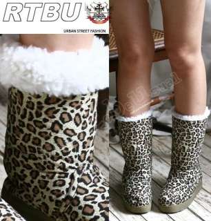 Leopard Canvas Punk Wool Shearling Lined WINTER Boot S  