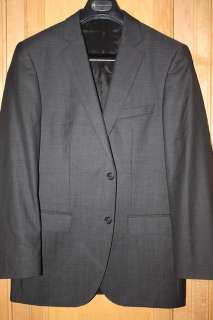 Hugo Boss Solid Gray 100% Wool Suit 38 R Jam/Sharp MINTY  