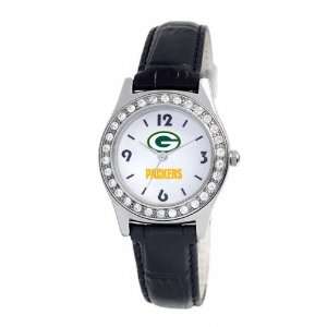  Green Bay Packers Womens Black Game Day Dazzler Watch 