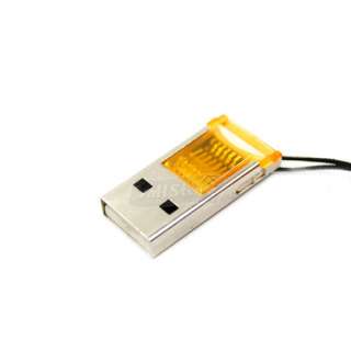 New USB 2.0 T Flash/TF/Micro SD Memory Card Reader Writer Yellow 