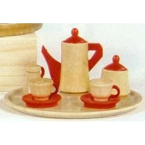   Coffee Service Tray Wood Doll House Miniature: Home & Kitchen