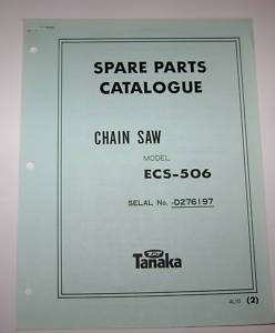 Tanaka ECS 506 Chain Saw Parts Catalog manual book  