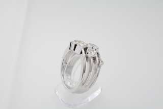 White Gold Bezel Set Moissanite Bubble Ring w Diamonds  