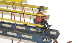 Antique Wilkins Toy 3 Horse Drawn Fire Ladder Wagon  