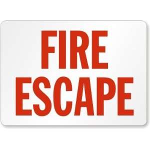  Fire Escape (red on white) Laminated Vinyl Sign, 7 x 5 