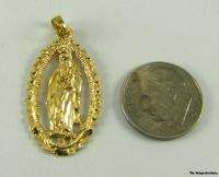 MARY Mother of Jesus Pendant   18K Solid GOLD Charm  