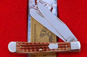 Case XX USA 6254 Pocket Worn Caramel Bone Trapper Knife   Item No 9597 