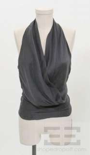 Chloe Charbon Grey Linen & Silk Draped Halter Top Size 36  