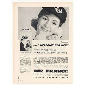  1962 Air France Airlines Welcome Service Hostess Print Ad 