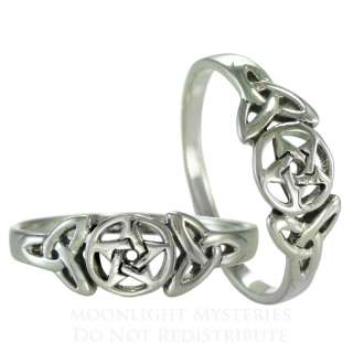   Knot Pentacle Triquetra Goddess Ring SS Sterling Silver Wiccan sz 4 15