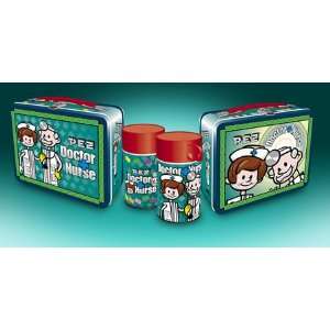  Collectible Pez DOCTOR NURSE Metal Lunchbox & Thermos 