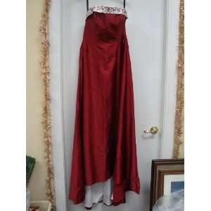 ALFRED ANGELO PROM/BRIDESMAID DRESS IVORY/CLARET SIZE 12
