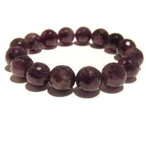   16 Crystal 12mm Stretch Dark Purple Facet Cut Spiritual Stone Jewelry