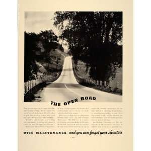1937 Ad Otis Elevator Maintenance Service Open Road   Original Print 