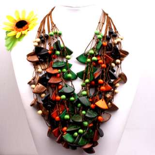 Wholesale 11PCS Coconut Shell Triangle Beads Necklace  