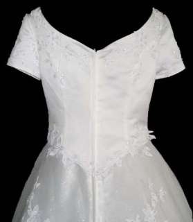 New Tulle Short Sleeves Wedding Gown Dress sz 26 Whites  
