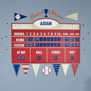 Baseball Athlete Scoreboard Peel & Place Wall Stickers 