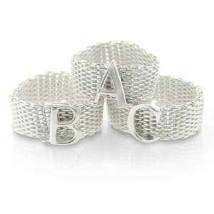   Sterling Silver Alphabet Letter K Mesh Ring MORE SIZES   8: Jewelry