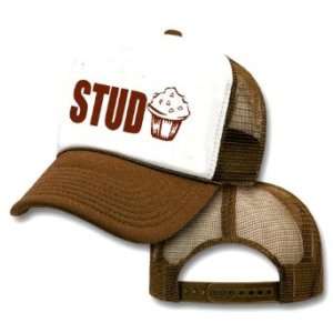 BROWN/WHITE STUD MUFFIN Mesh TRUCKER Hat CAP  