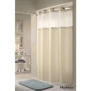  White Double Hookless Fabric Shower Curtain With Snap In Liner 
