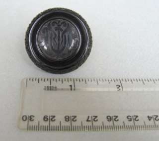 ANTIQUE WHITBY JET ENGRAVED MOURNING HAIR BROOCH & LOCKET Victorian 
