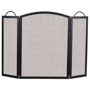  3 Fold Center Arched Black Wrought Iron Screen: Home 