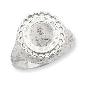  Sterling Silver Sacred Heart of Jesus Ring: Jewelry