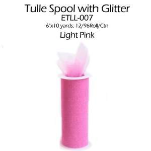  6 x 30ft Lt.Pink fabric wedding Glitter Tulle spool 
