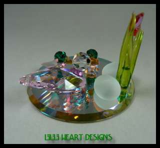 MAMA AND BABY DUCKS IN A POND WITH SWAROVSKI CRYSTAL RETIRED  