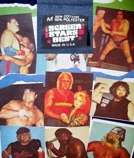 80S WWE WWF Andre Giant Hulk Hogan vtg WRESTLING WrestleMania Rock 