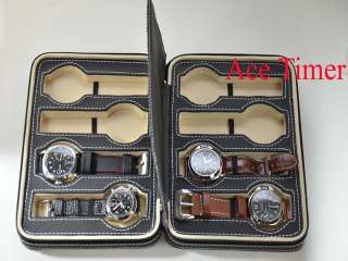 Watch Black Zippered Traveling & Storage Case Box Fits Up to 54mm 