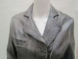 NWT Blur Sz 44 Blur Blue/Grey Genuine Leather Jacket W/ Side Zip 