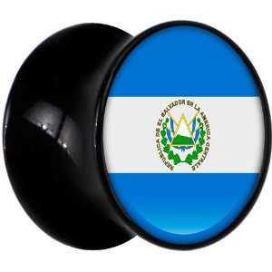  13mm Black Acrylic El Salvador Flag Saddle Plug: Jewelry