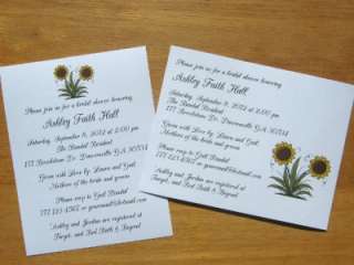 12 Personalized SUNFLOWER BRIDAL Shower Invitations Party *  