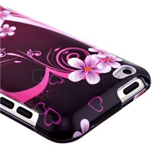 White Pink+Purple Hard Heart Skin Case For iPod Touch 4 4th Gen 4G 