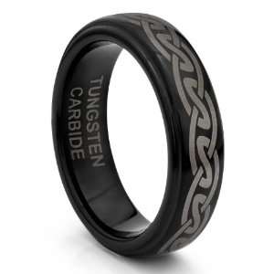  6MM Tungsten Carbide Black Celtic Knot Wedding Band Ring 