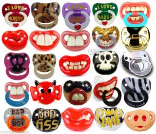 25+ Choices) Funny Billy Bob Pacifier Dummy Baby Teeth Lips Soothie 