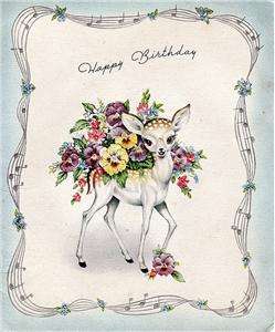 VINTAGE GREETING CARD FORGET ME NOT HAPPY BIRTHDAY  