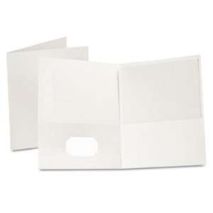   Pocket Portfolio, Embossed Leather Grain Paper, White