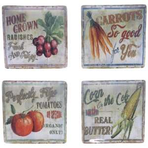   Farm Fresh 8 1/2 Inch Square Salad Plate, Set of 4: Kitchen & Dining