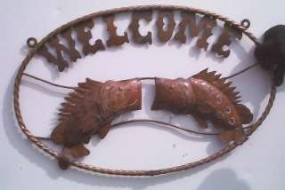 Vintage Look Welcome Fish Rustic Sign Cabin Fishing  