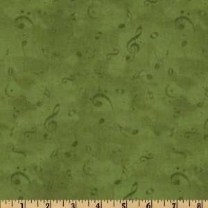  44 Wide Untamed Melody Music Notes Green Fabric By The 
