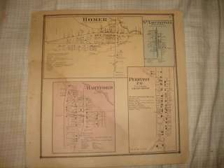 HOMER ST LOUISVILLE HARTFORD PERRYTON OHIO ANTIQUE MAP  