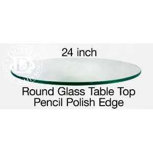 Glass Table Top: 24 Round, 3/8 Thick, Pencil Edge, Tempered Glass 
